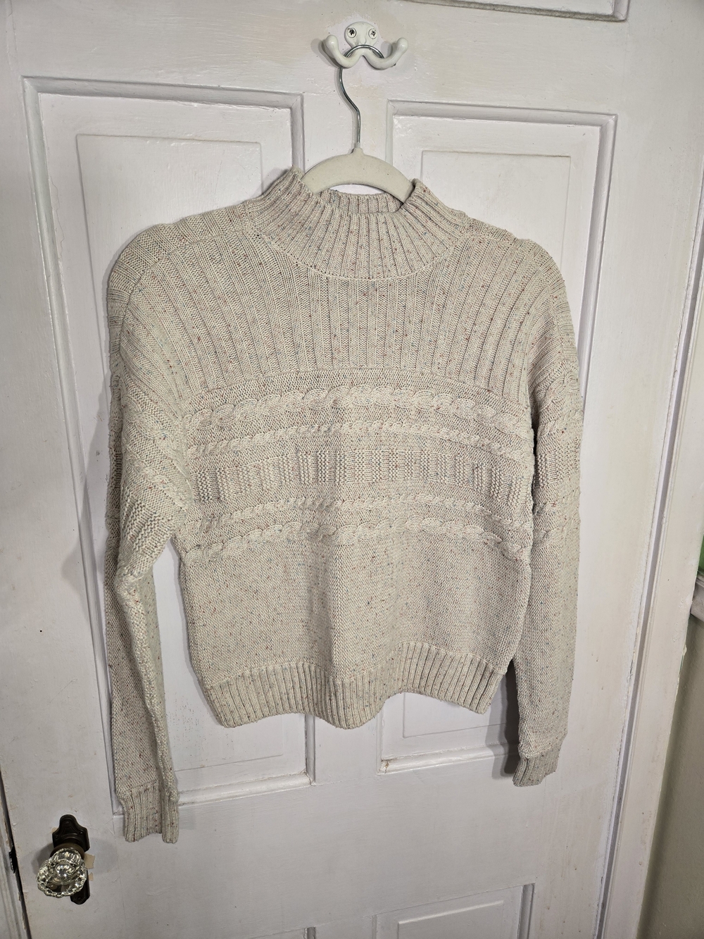 Prana Cream Cable Knit Turtleneck Sweater Size S